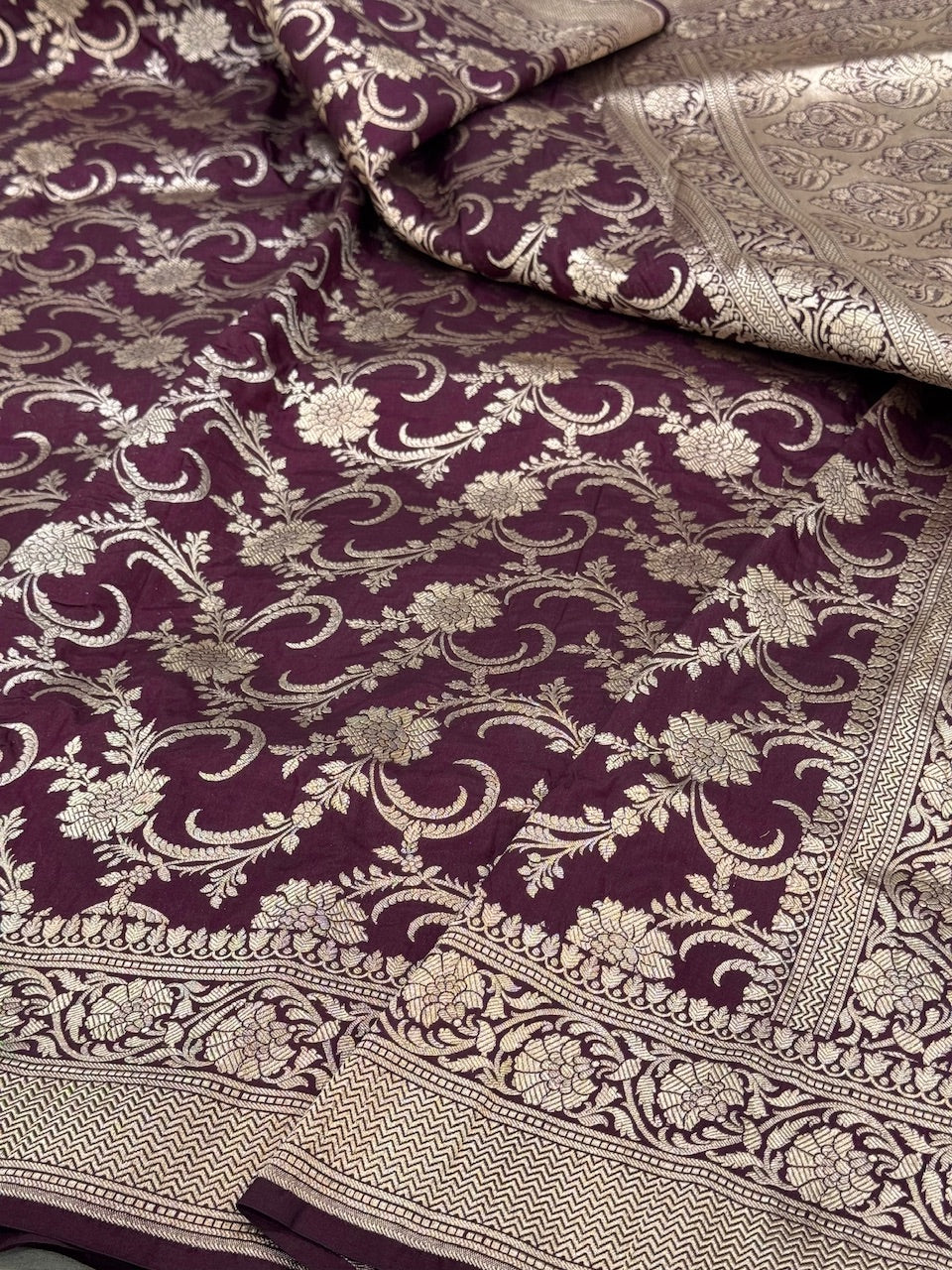 Wine Pure Silk Saree