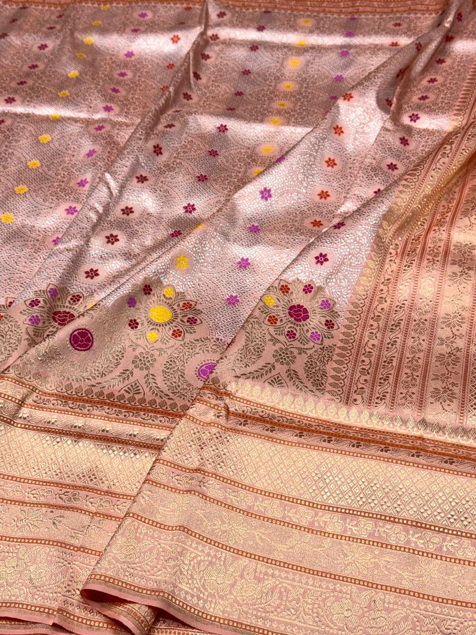 Peach Handwoven Banarasi Silk Saree