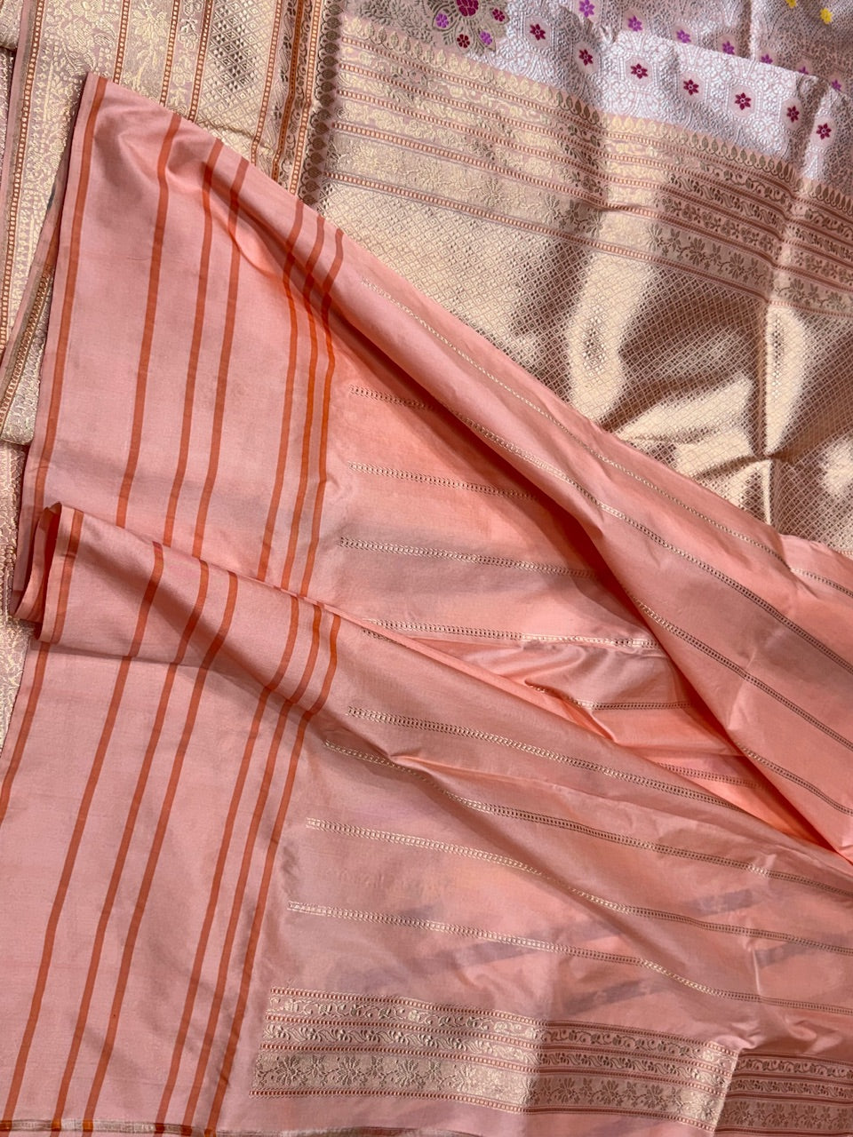 Peach Handwoven Banarasi Silk Saree