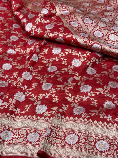 Red Sona Rupa Pure Silk Saree