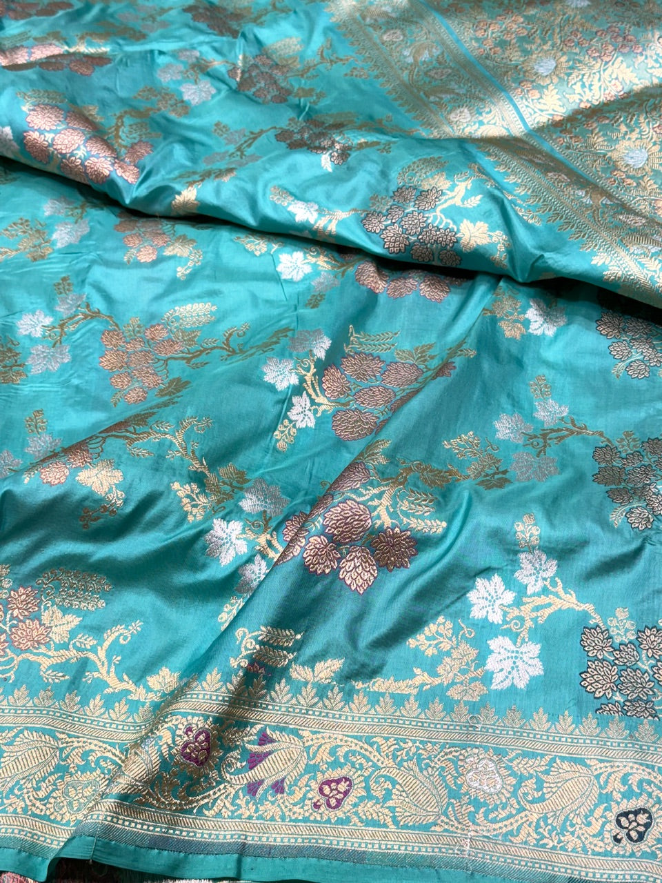 Sea Blue  Minakari Pure Silk Saree