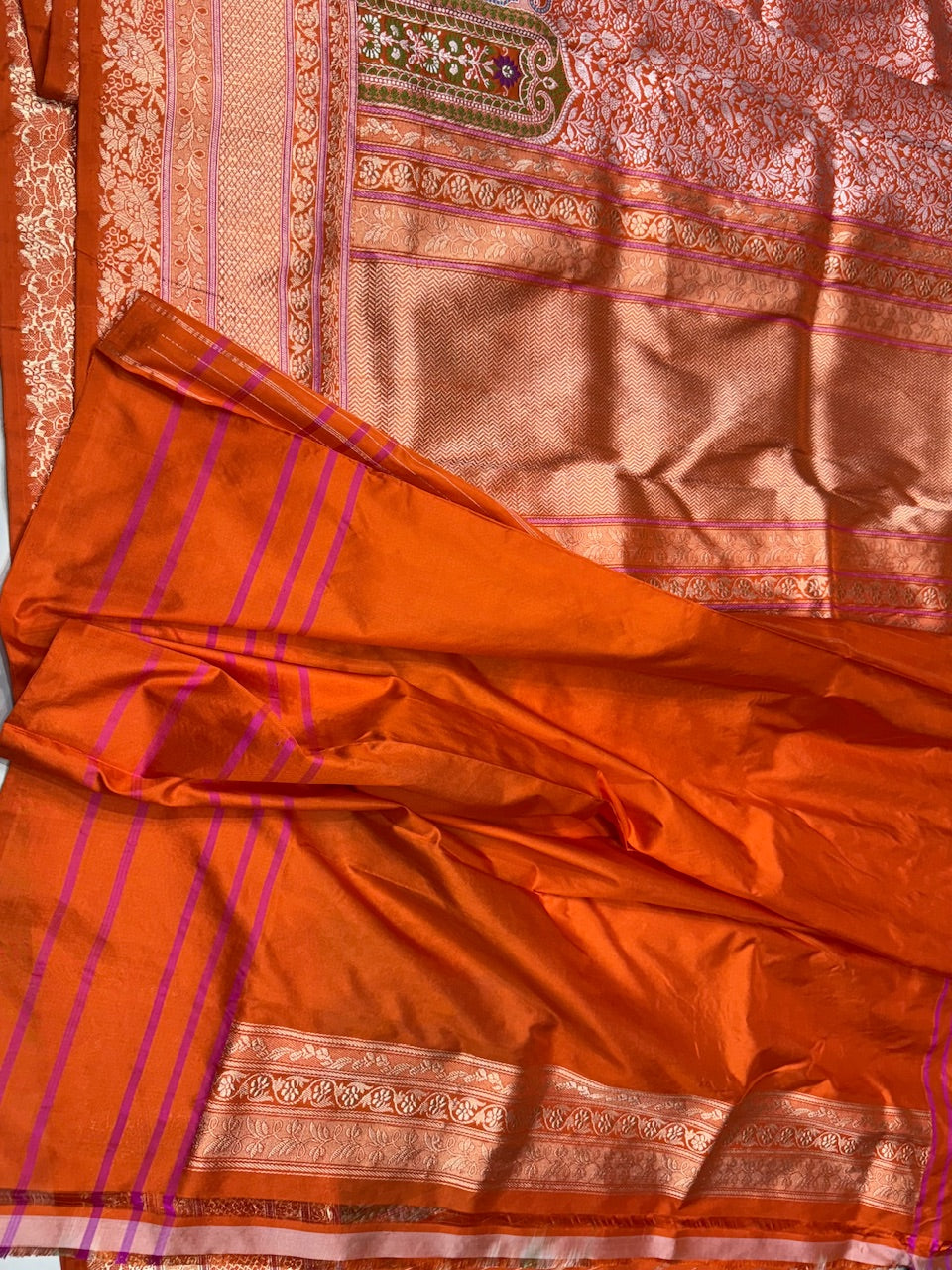 Orange Handwoven Banarasi Silk Saree