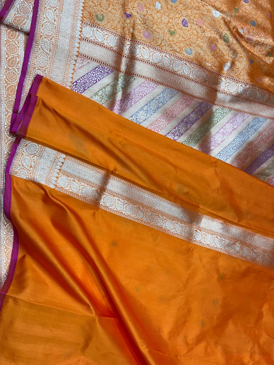 Fanta Orange Handwoven Pure silk Brocade Saree