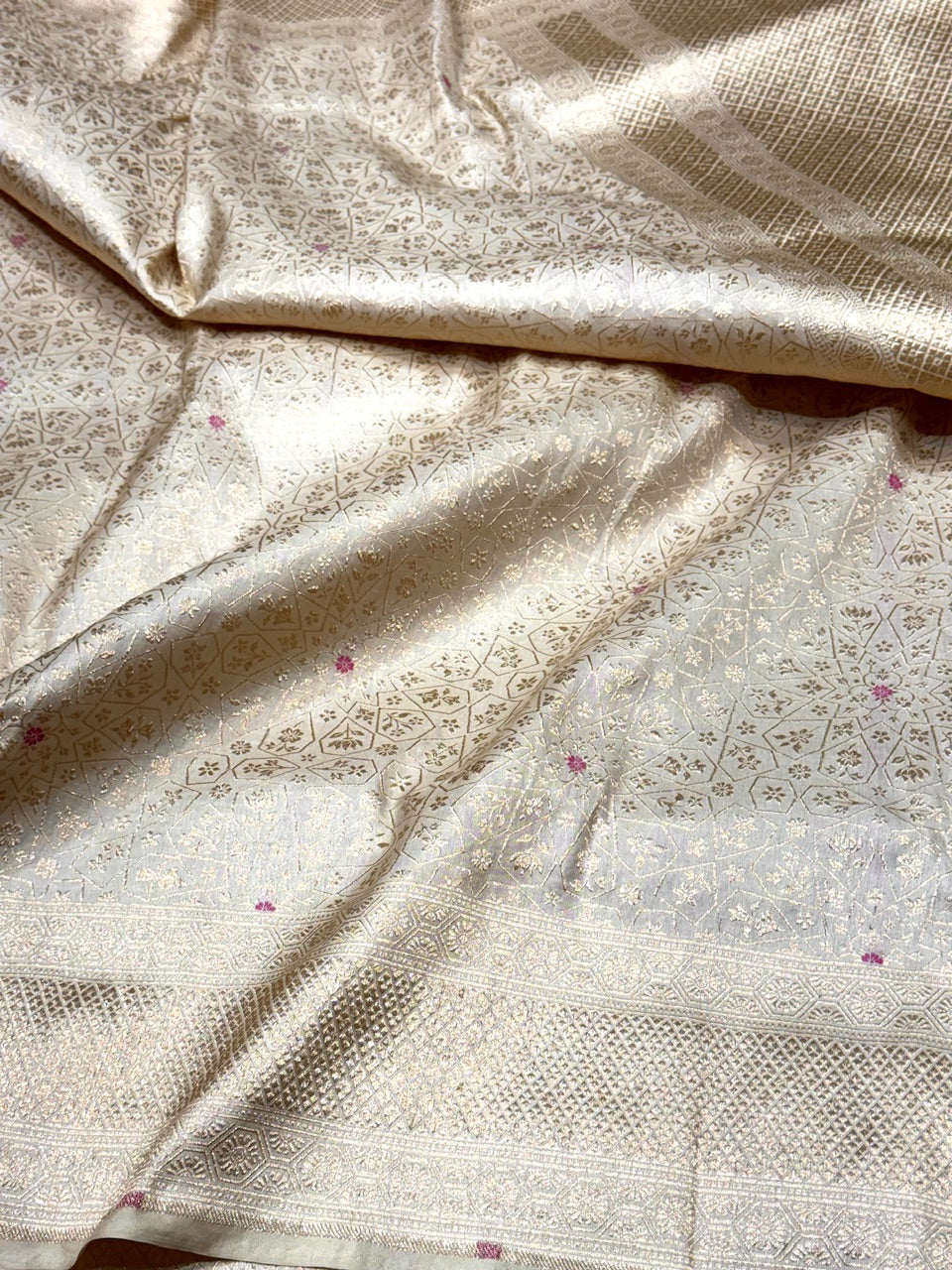 Ivory Minakari Pure silk Brocade  Saree