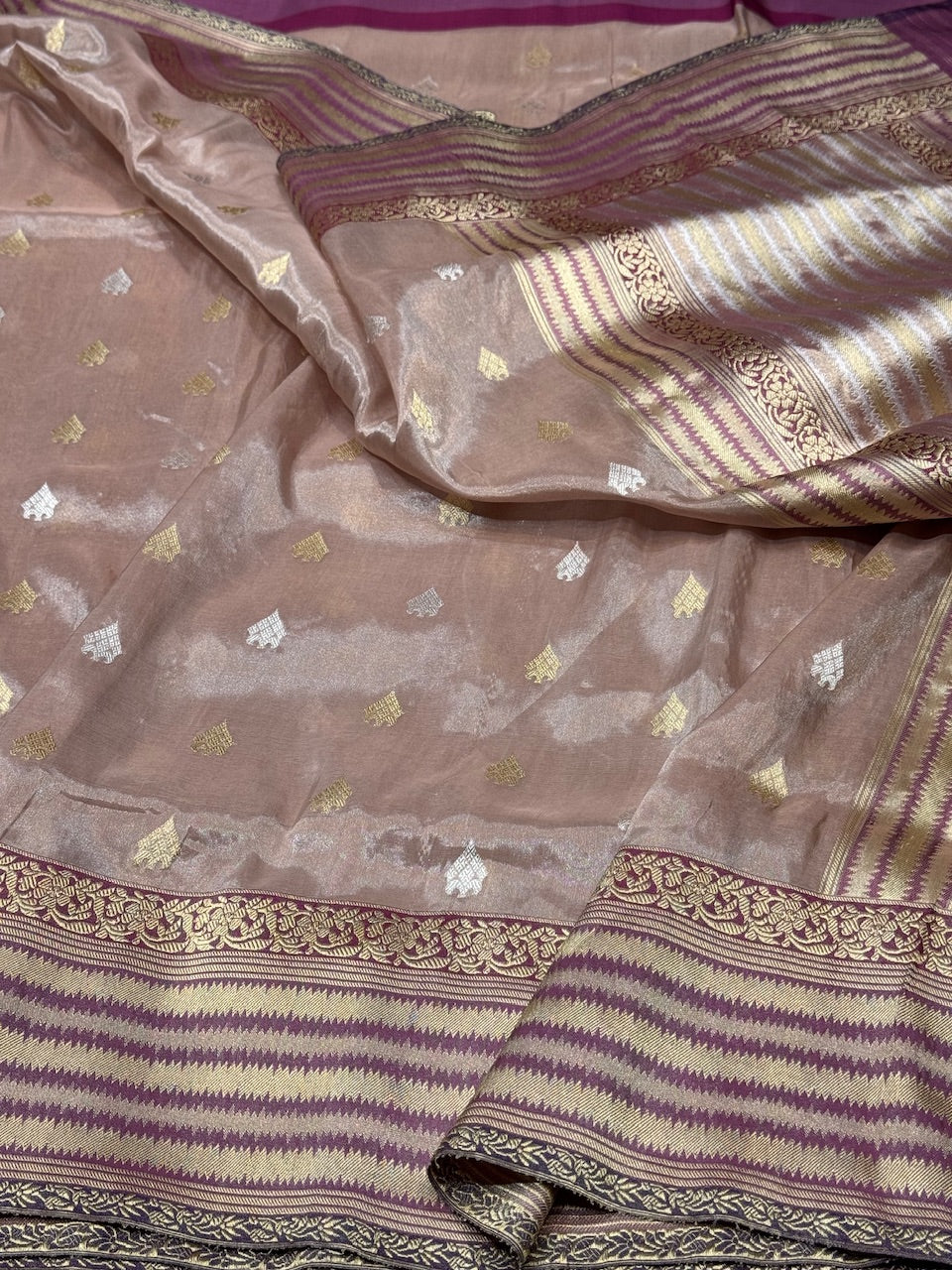 Lilac Handwoven Pure Tissue Saree