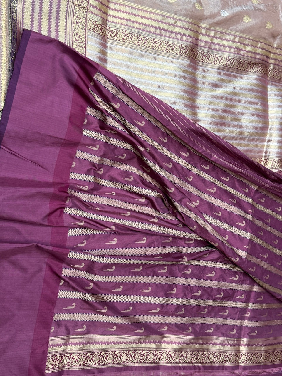 Lilac Handwoven Pure Tissue Saree