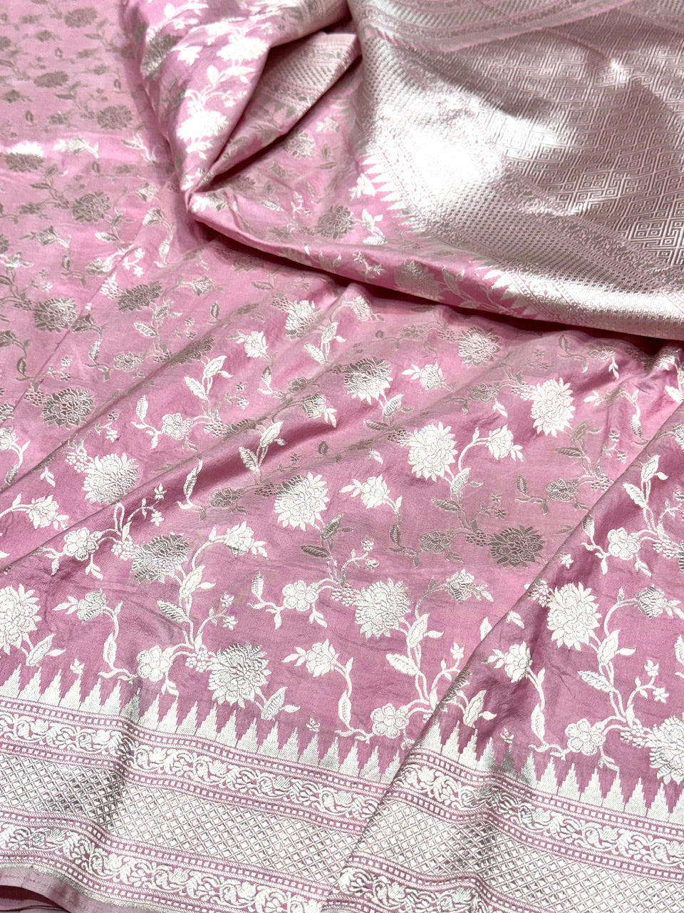 Lilac Pink  Pure Silk Saree
