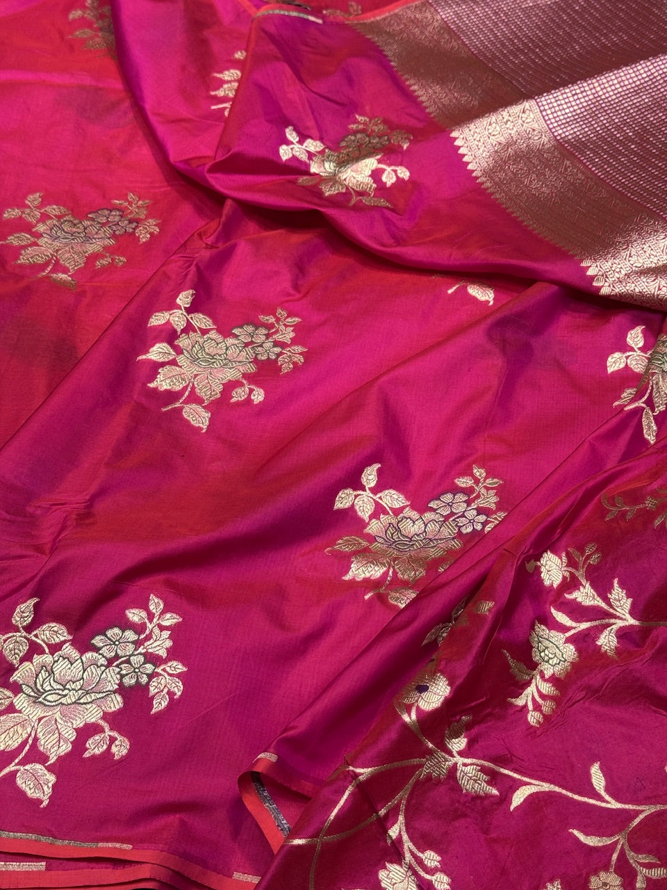 Rani Pink Minakari Pure Silk Saree