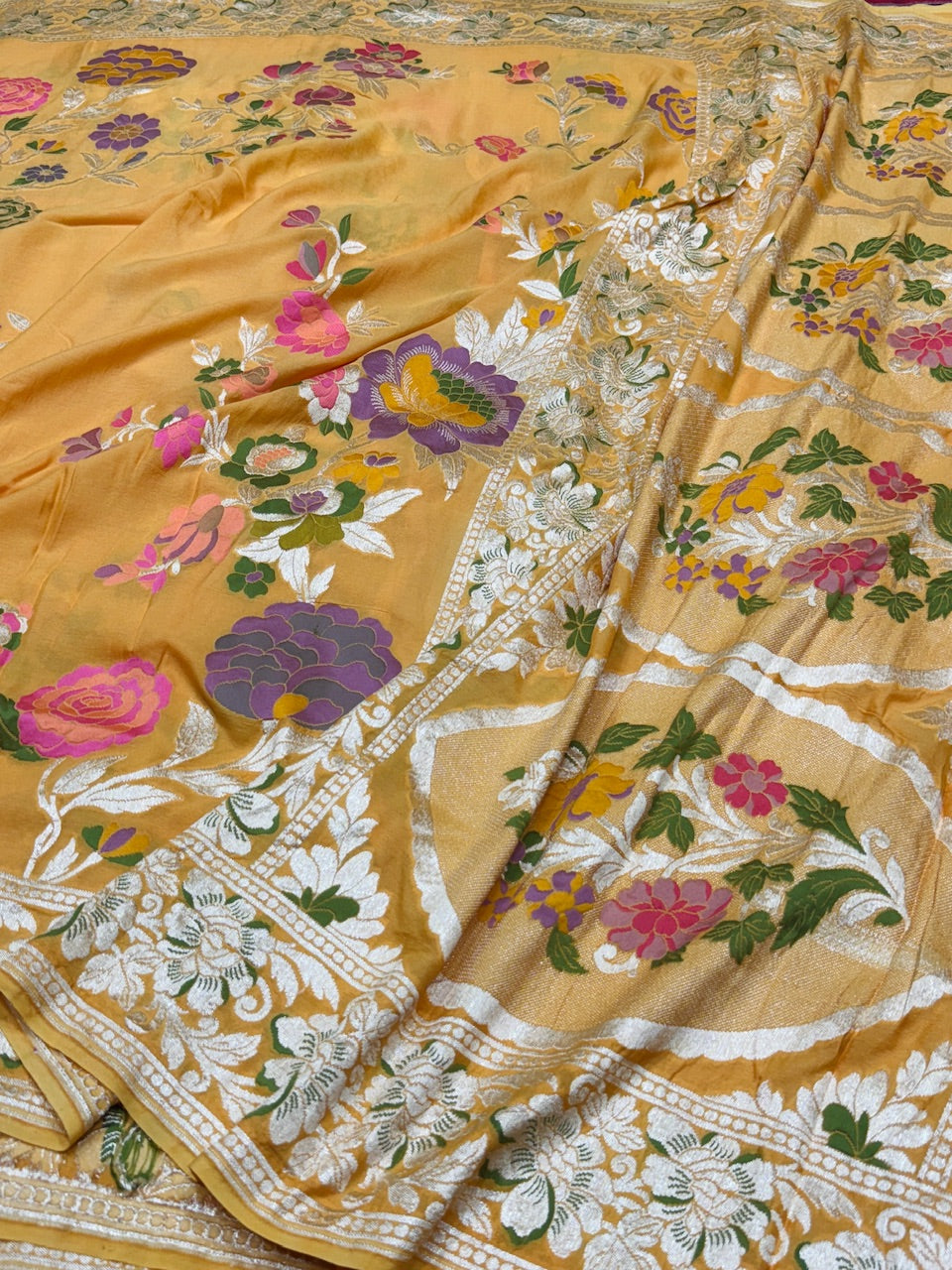 Turmeric Yellow Pure Chiffon Georgette Saree