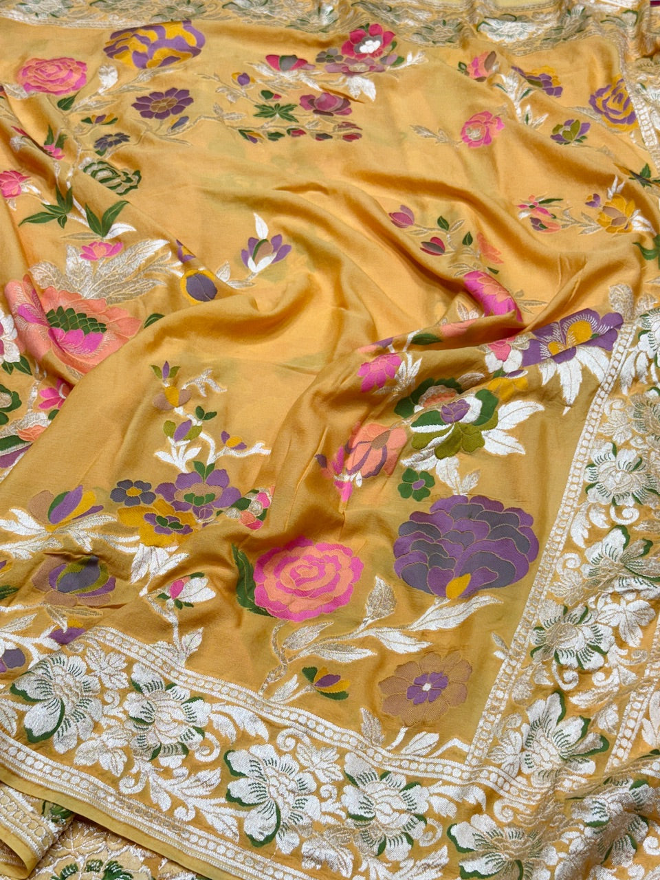 Turmeric Yellow Pure Chiffon Georgette Saree