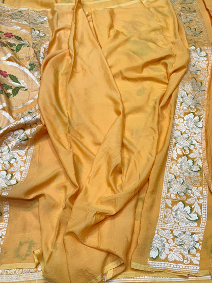 Turmeric Yellow Pure Chiffon Georgette Saree