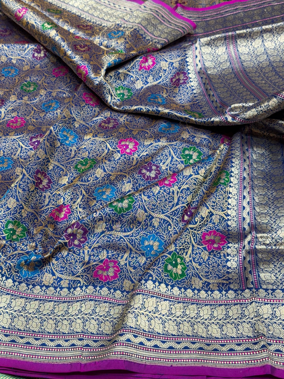 Royal Blue Handwoven Banarasi Pure Silk Brocade Saree