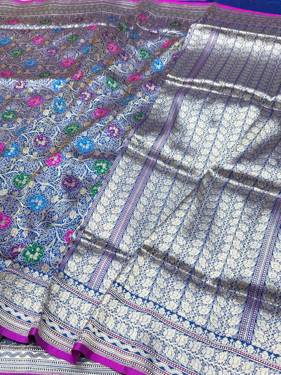 Royal Blue Handwoven Banarasi Pure Silk Brocade Saree