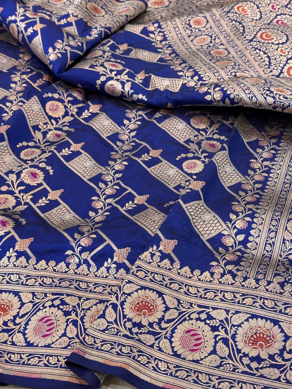 Royal Blue Minakari Pure Silk Saree