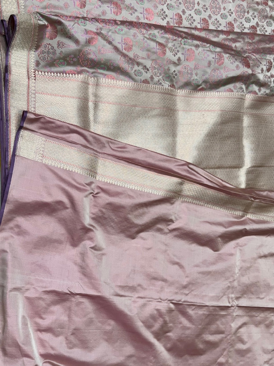 Lilac Handwoven Satin Silk Saree