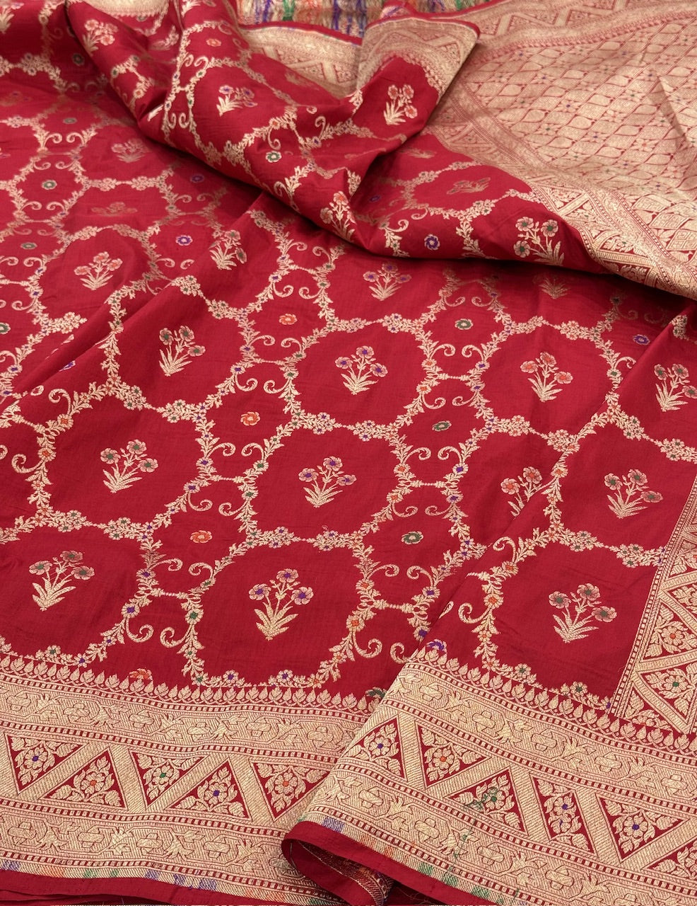 Red Minakari Pure Silk Saree