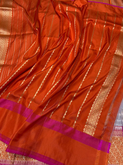 Lavender Handwoven Pure Banarasi Tissue Saree