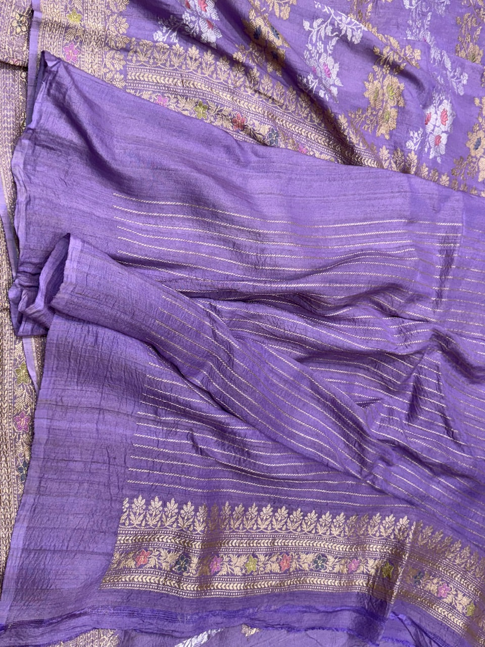 Lavender Handwoven Tussar Georgette Saree