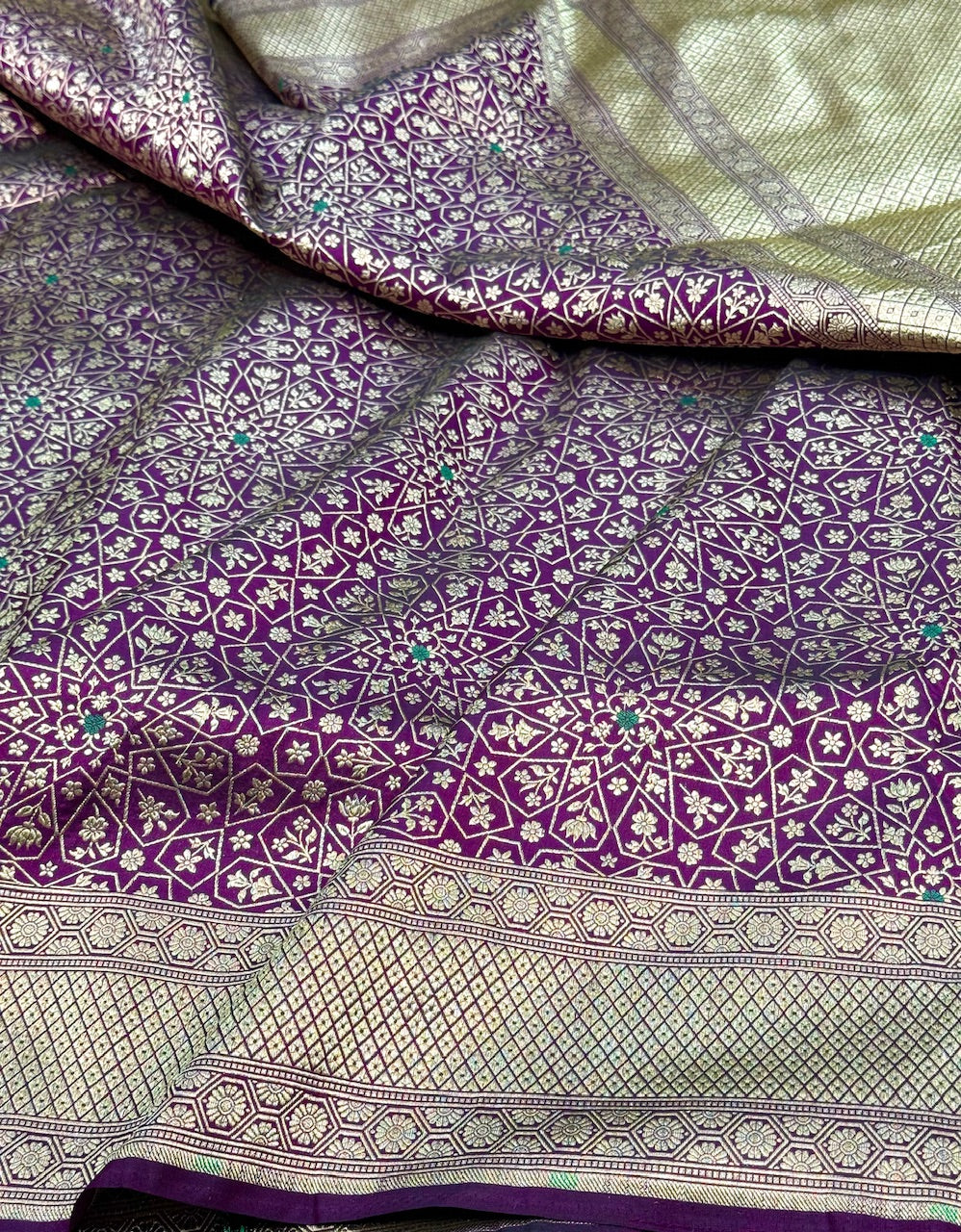 Magenta Minakari Pure silk Brocade  Saree