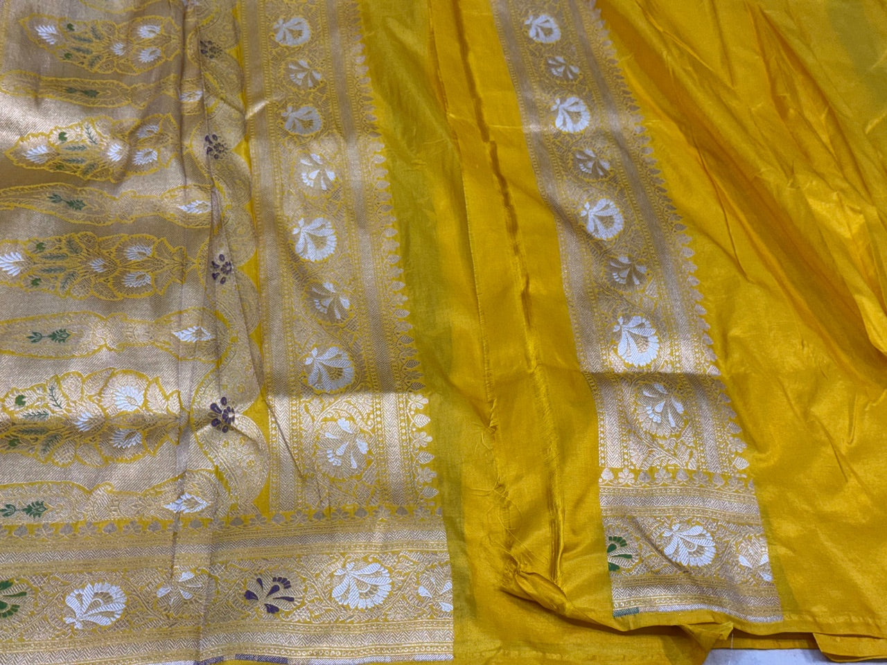 Yellow Minakari Pure Silk Saree