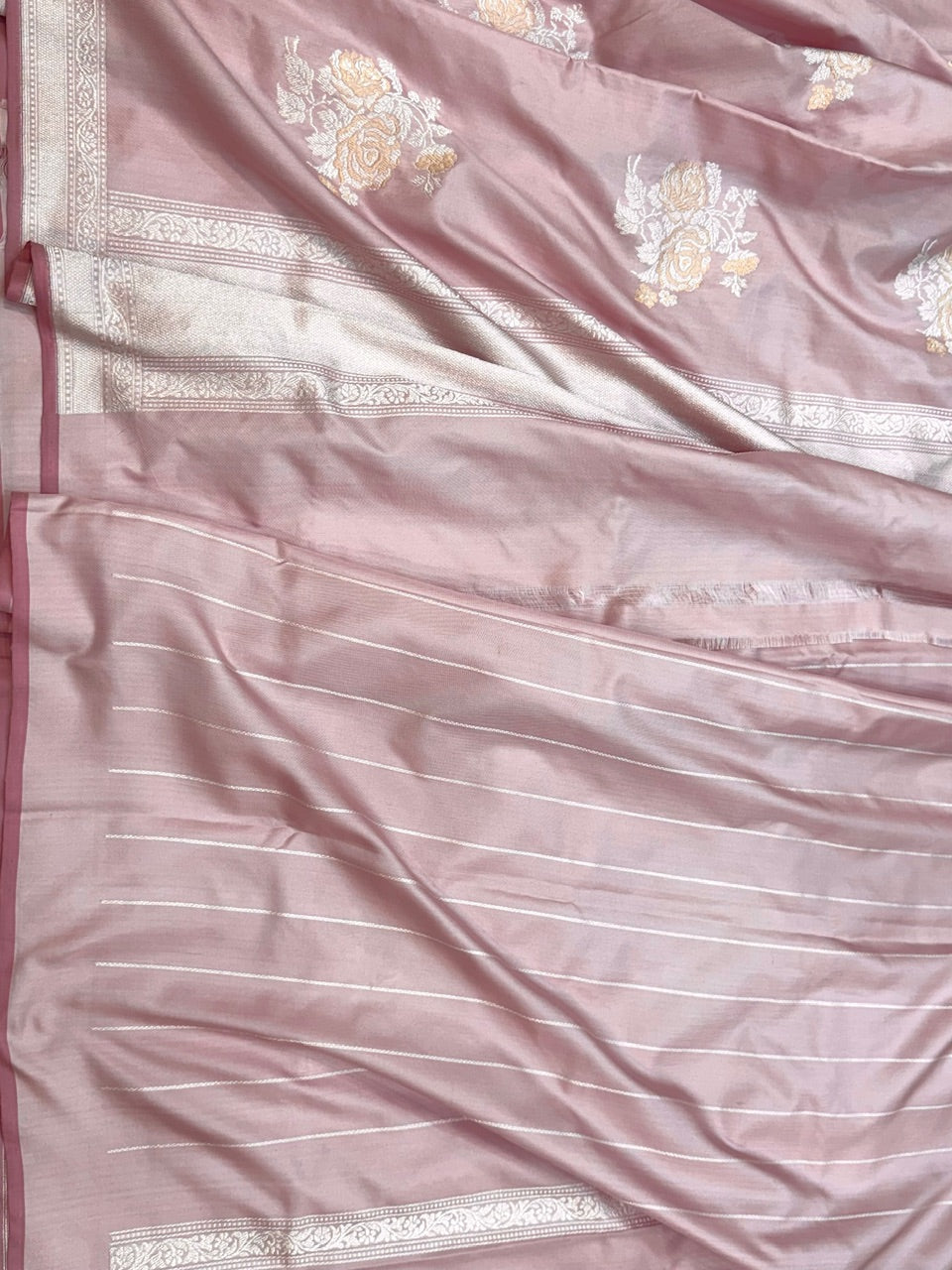 Powder Pink Ektara Handwoven Pure Banarasi Silk Saree