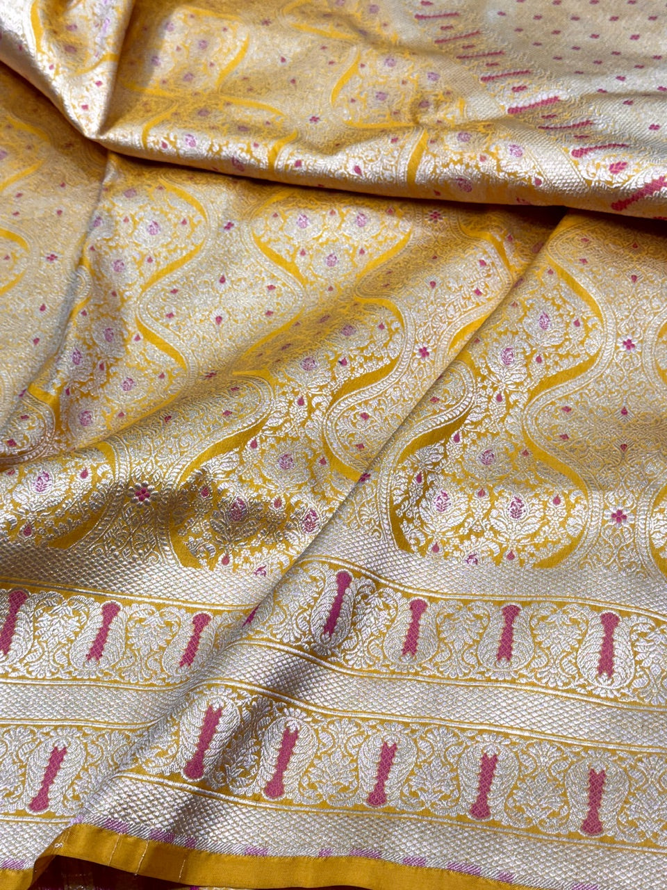 Yellow  Minakari Pure Silk Brocade Saree