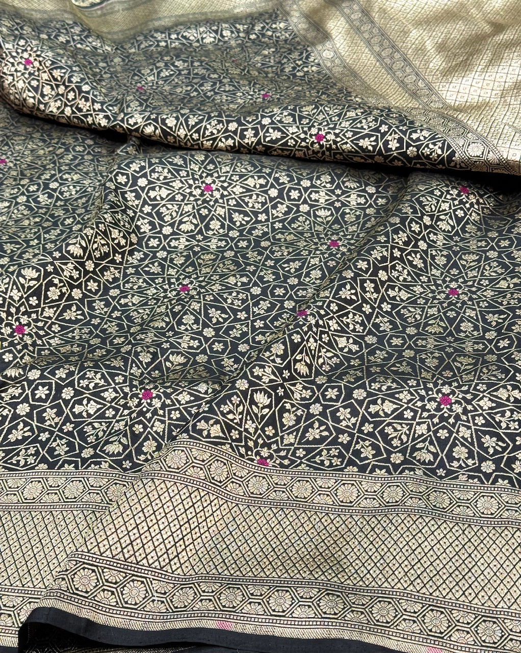 Black Minakari Pure Silk Brocade Saree