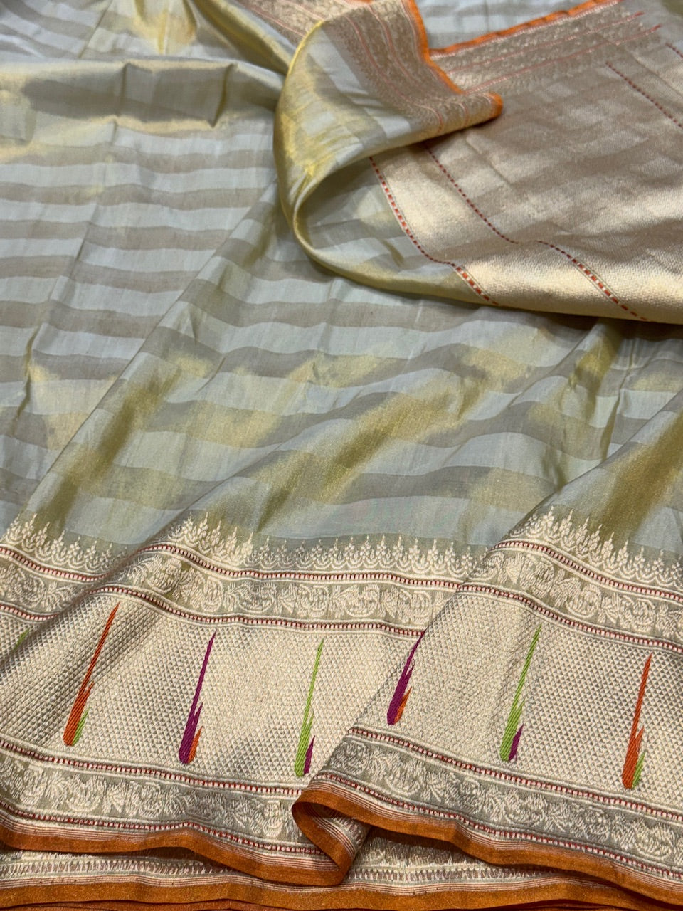 Steel Grey Handwoven Pure Tissue Saree