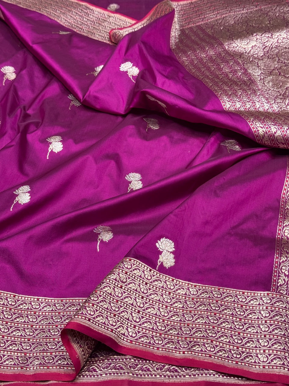 Magenta Pink Handwoven Pure Silk Saree