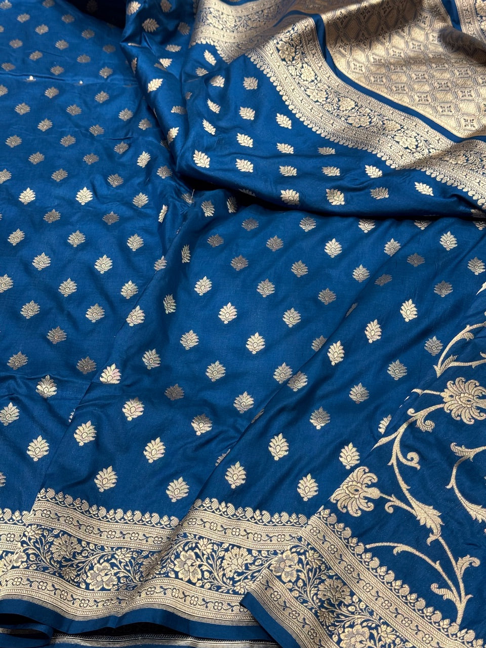 Marine Blue Pure Silk Saree