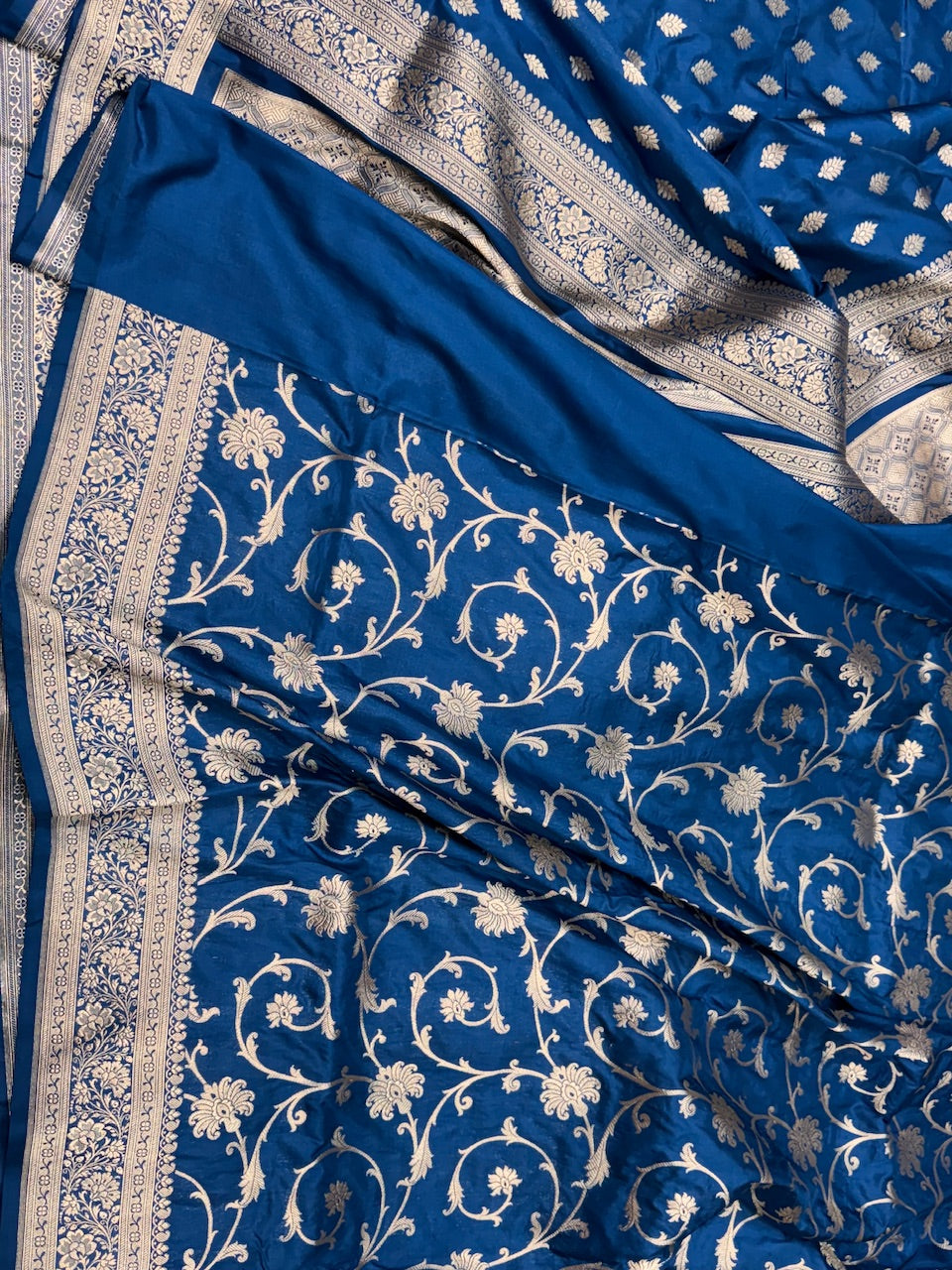 Marine Blue Pure Silk Saree