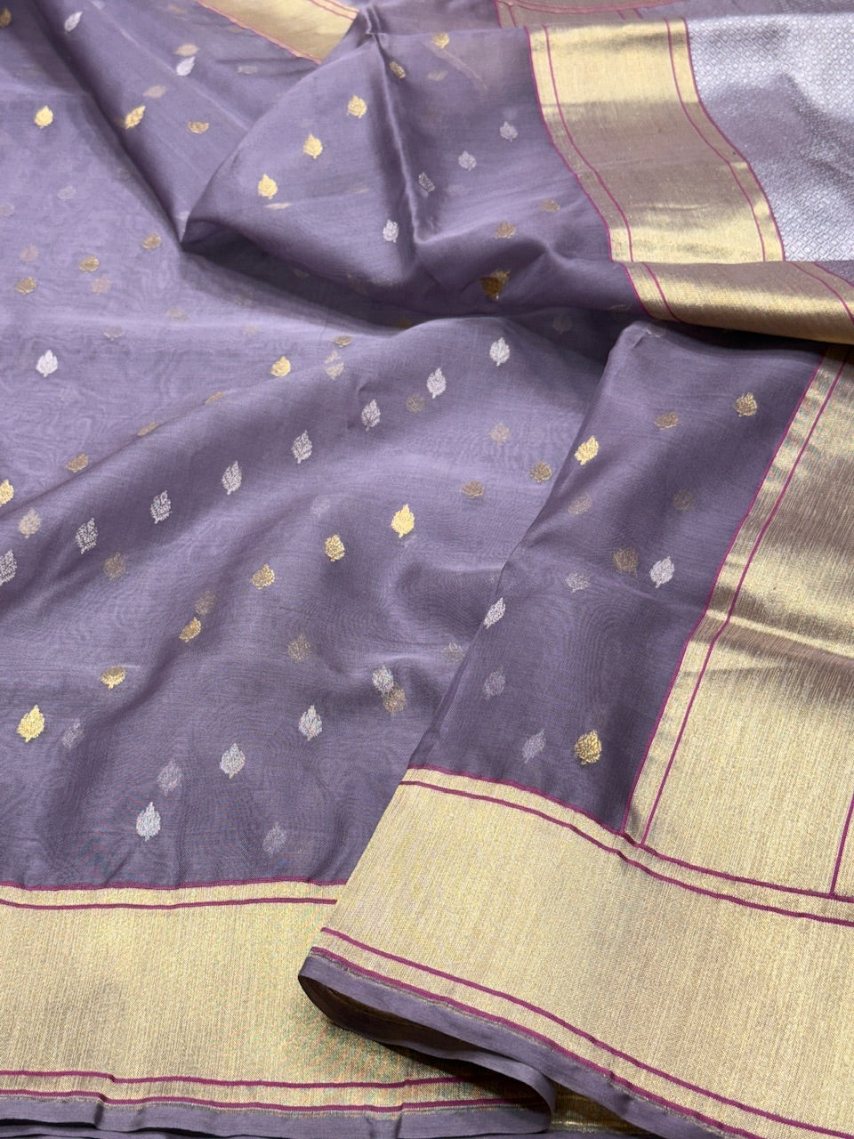 Mauve Handwoven Banarasi Pure Organza Saree