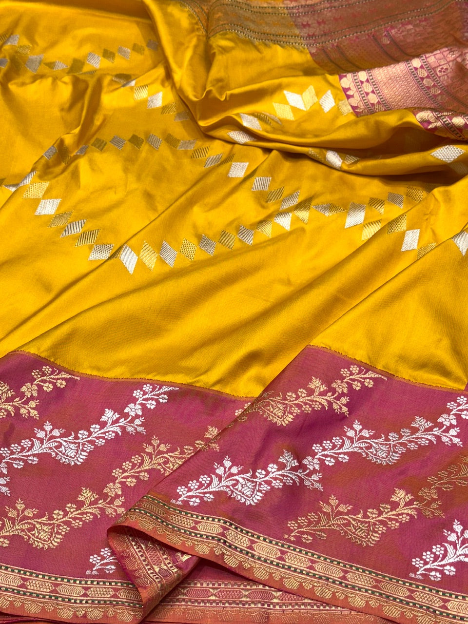 Yellow Ektara Silk Handwoven Saree