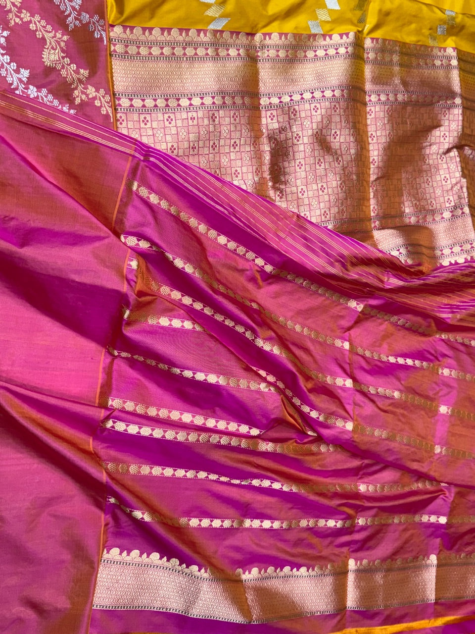 Yellow Ektara Silk Handwoven Saree