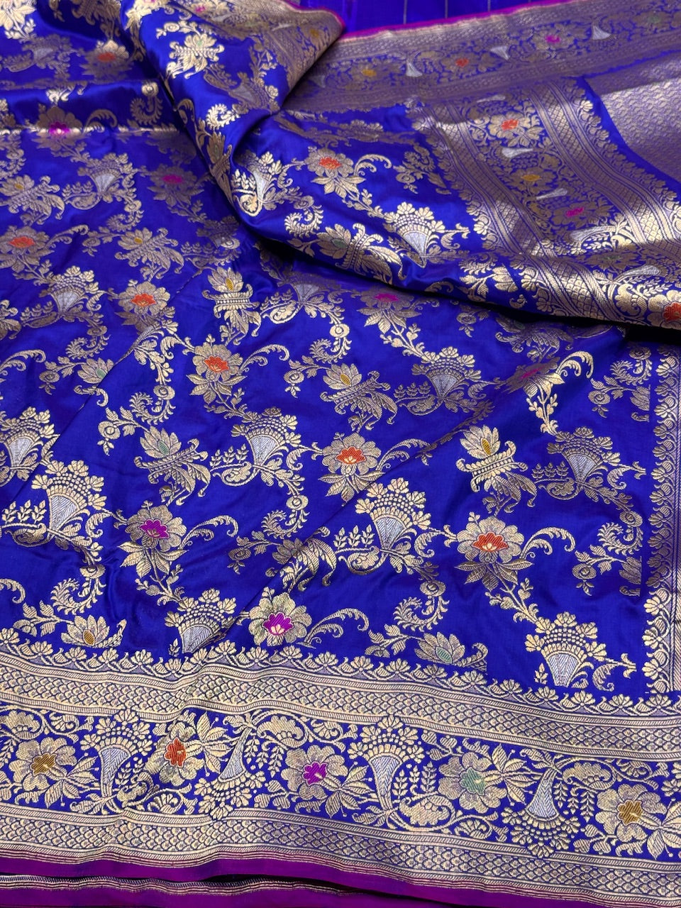 Electric Blue Handwoven Banarasi Silk Saree