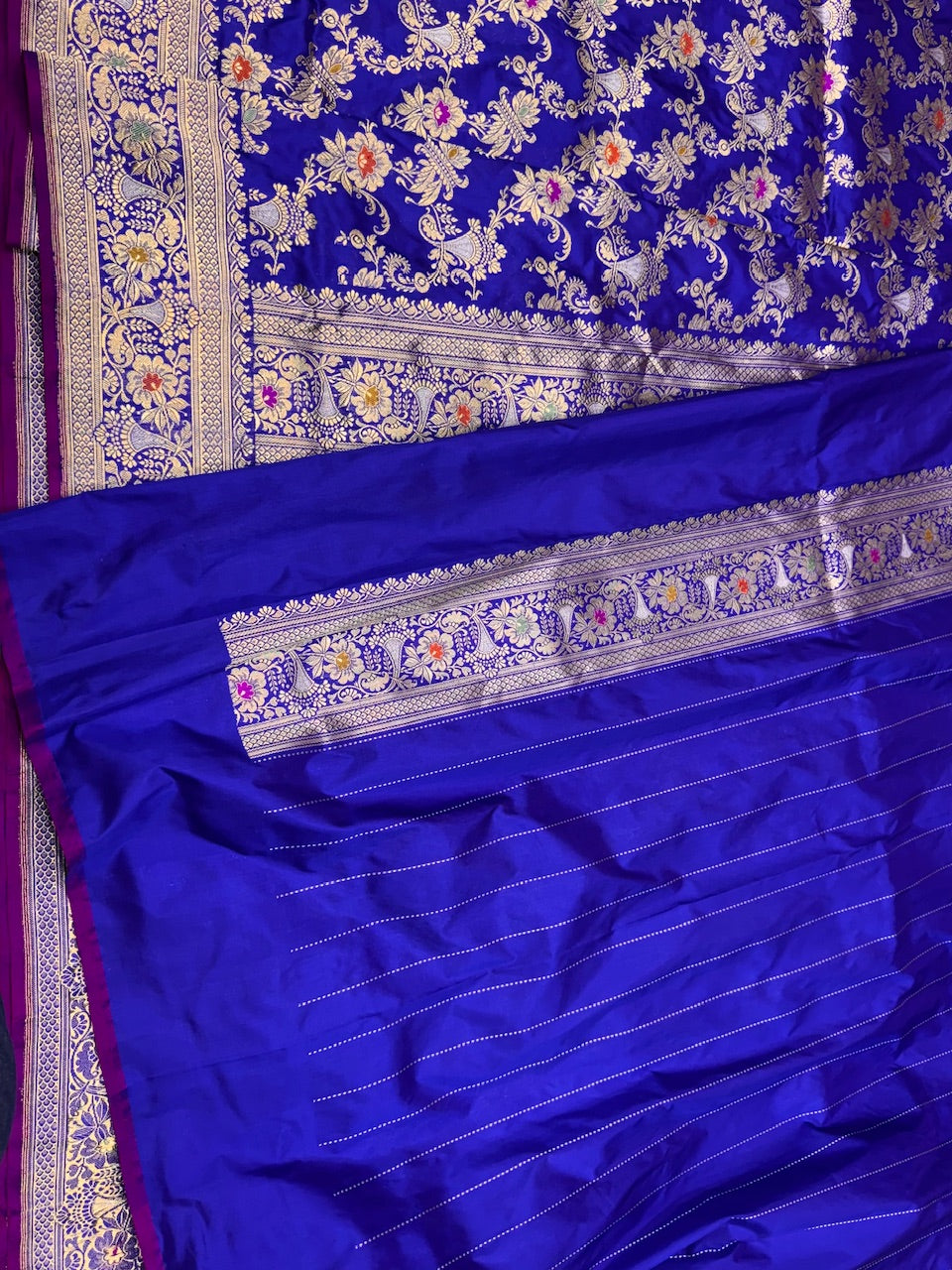 Electric Blue Handwoven Banarasi Silk Saree