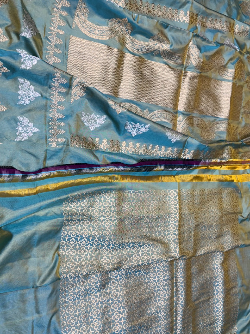 Powder Blue Ektara Silk Handwoven Saree