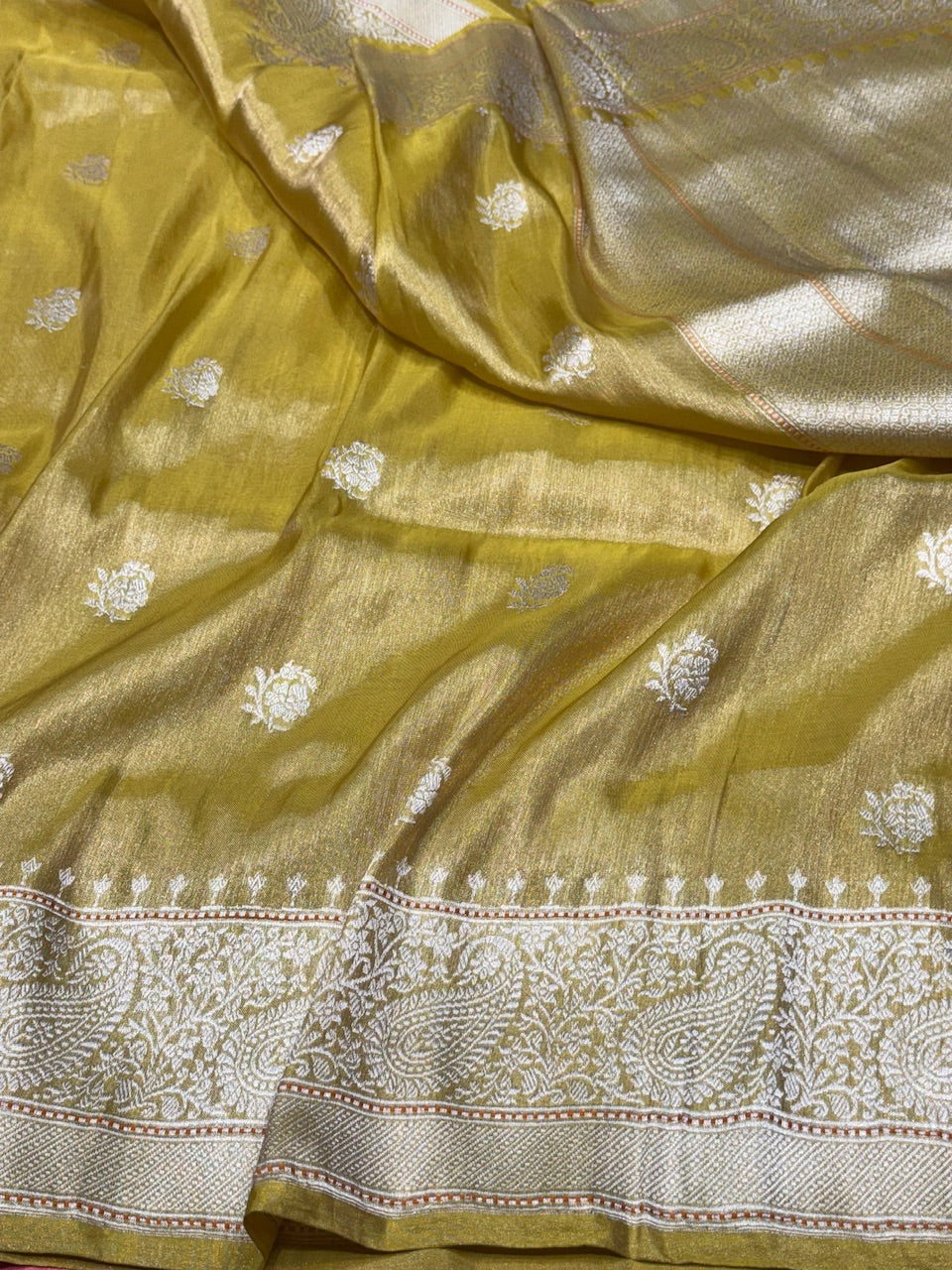 Yellow Handwoven Pure Tissue Saree