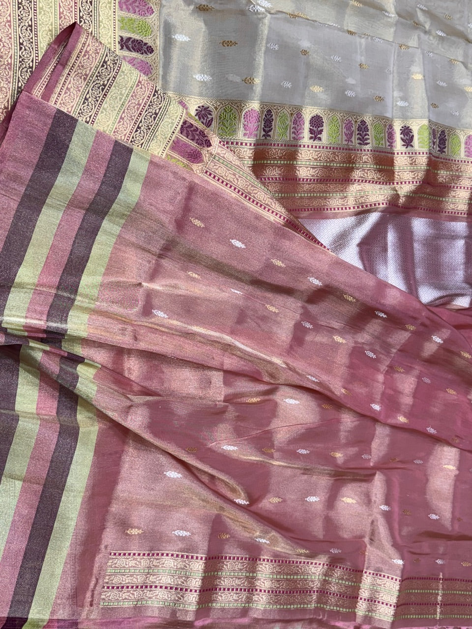 Light Gold Handwoven Pure Tissue Saree