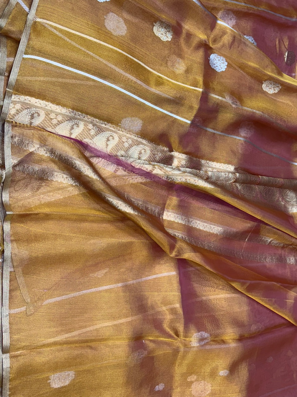 Copper Handwoven Pure Tissue Saree