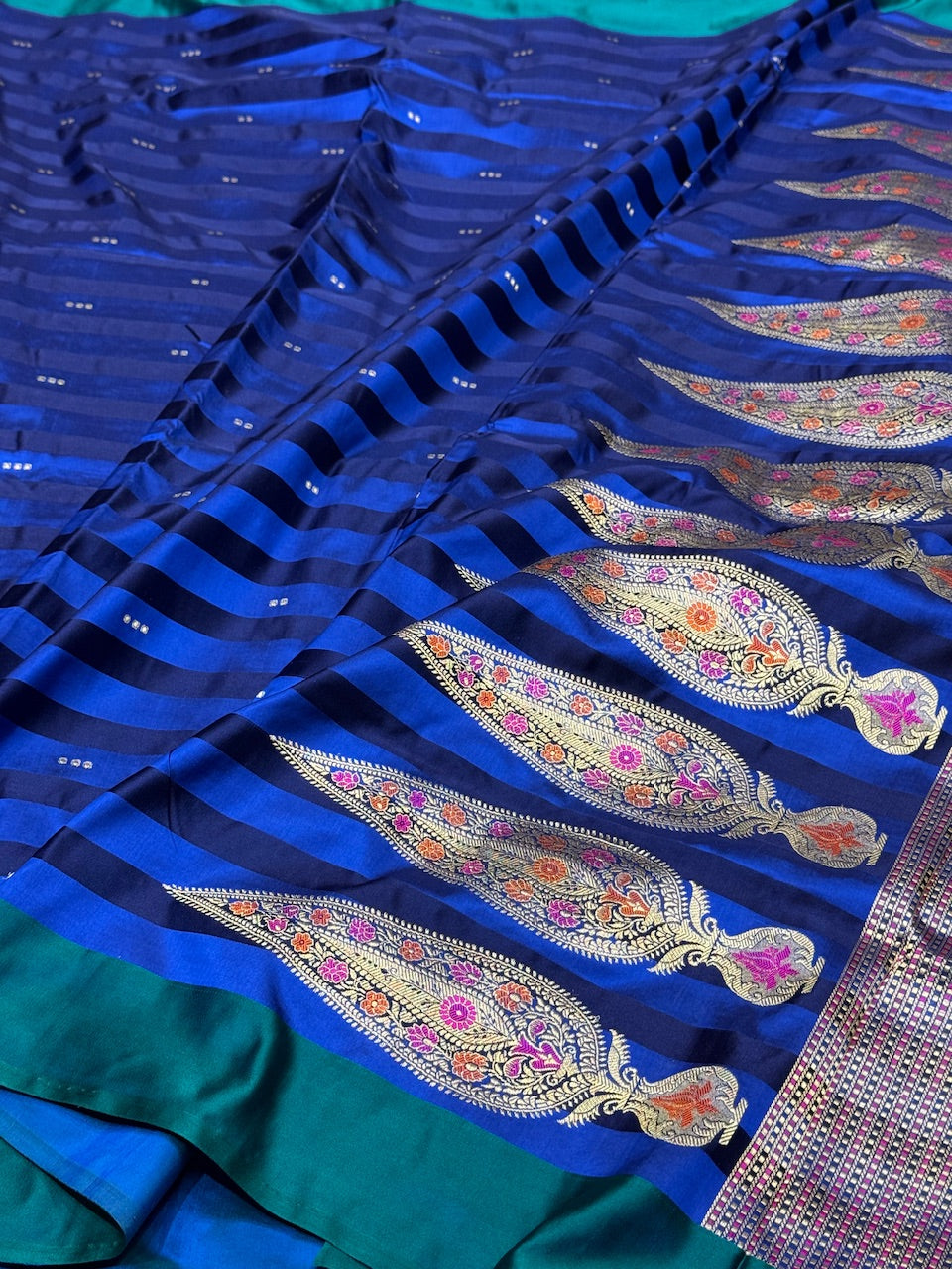 Royal Blue Handwoven Satin Silk Saree