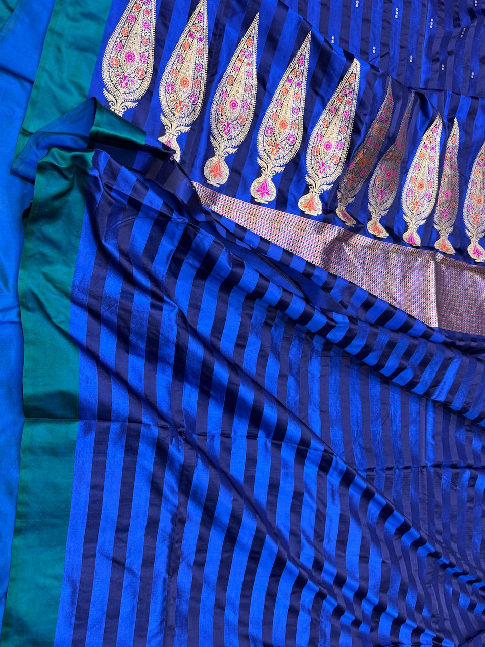 Royal Blue Handwoven Satin Silk Saree