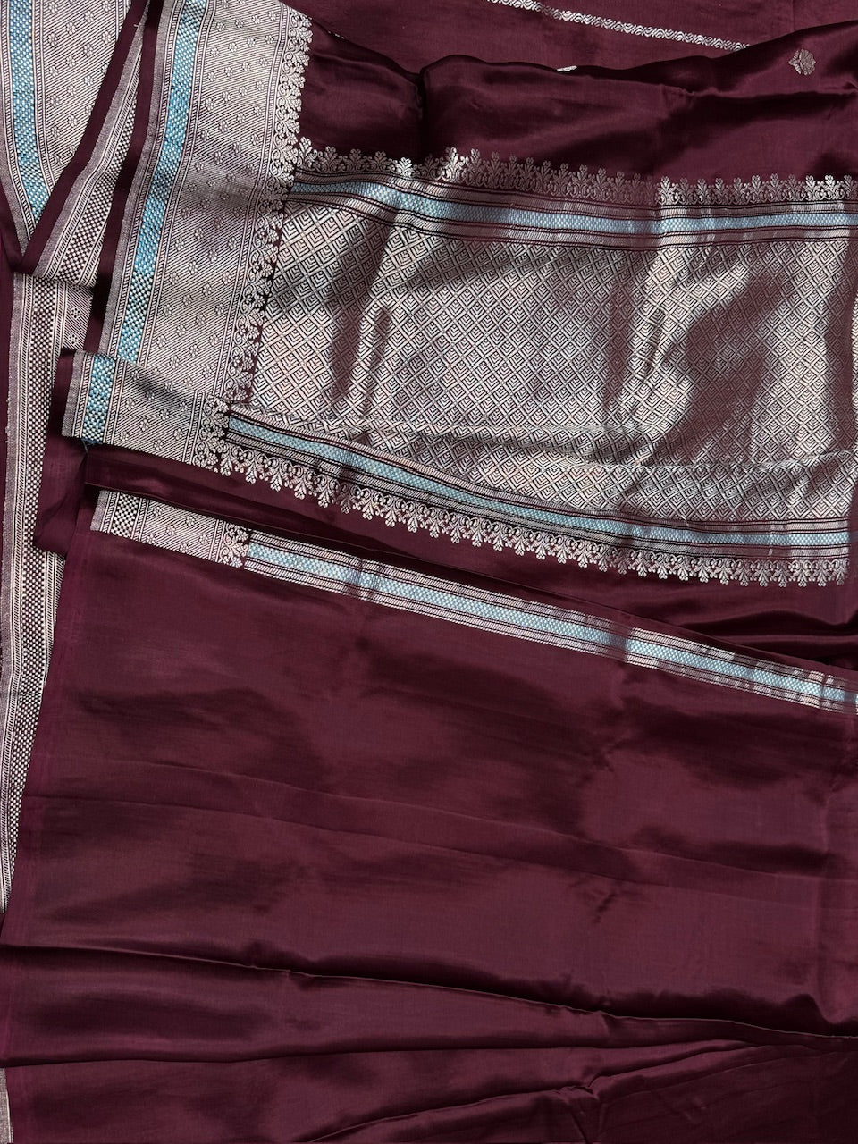 Wine Handwoven Mashru Silk Saree