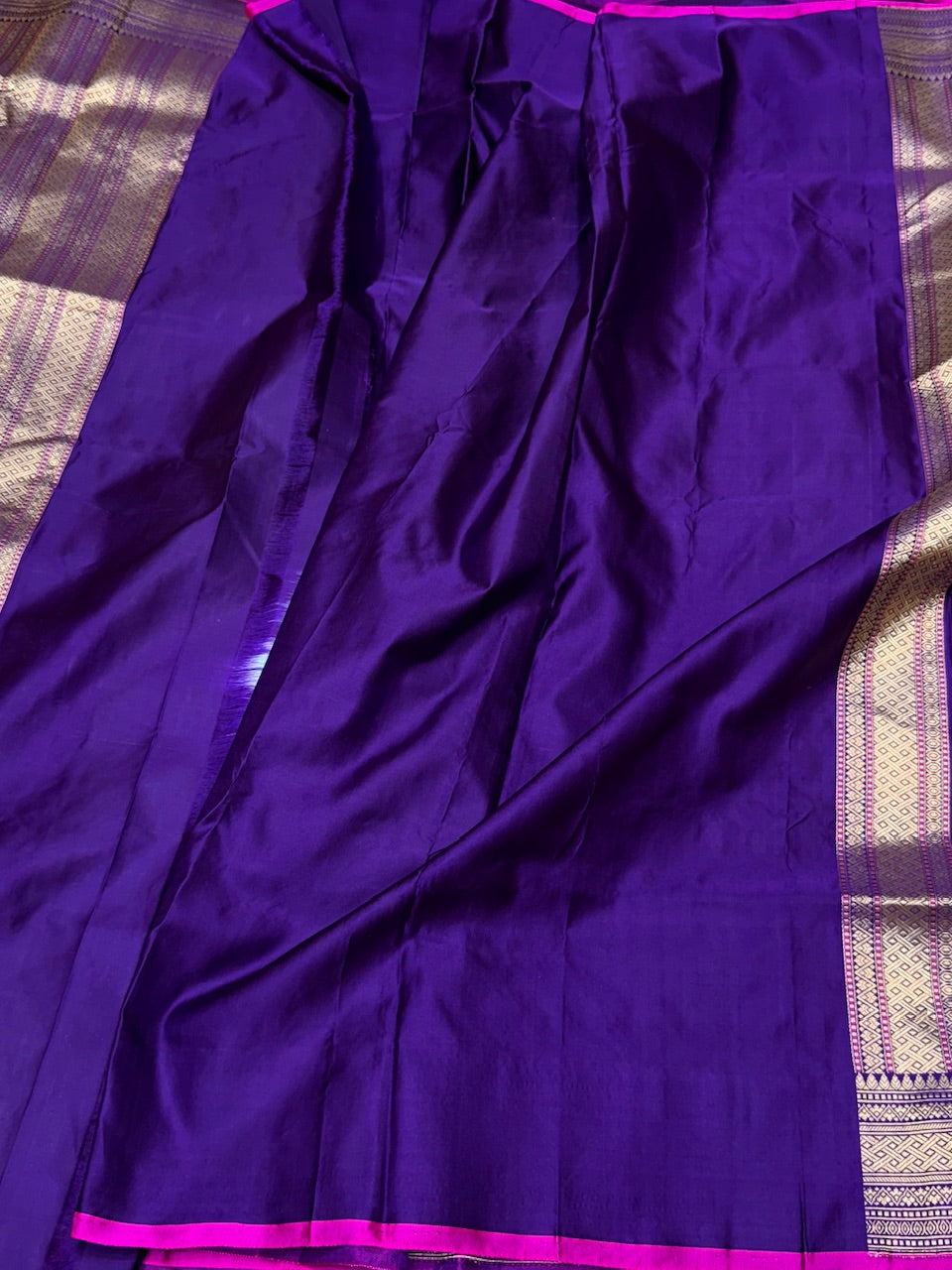 Purple Handwoven Banarasi Mashru Satin Silk Saree