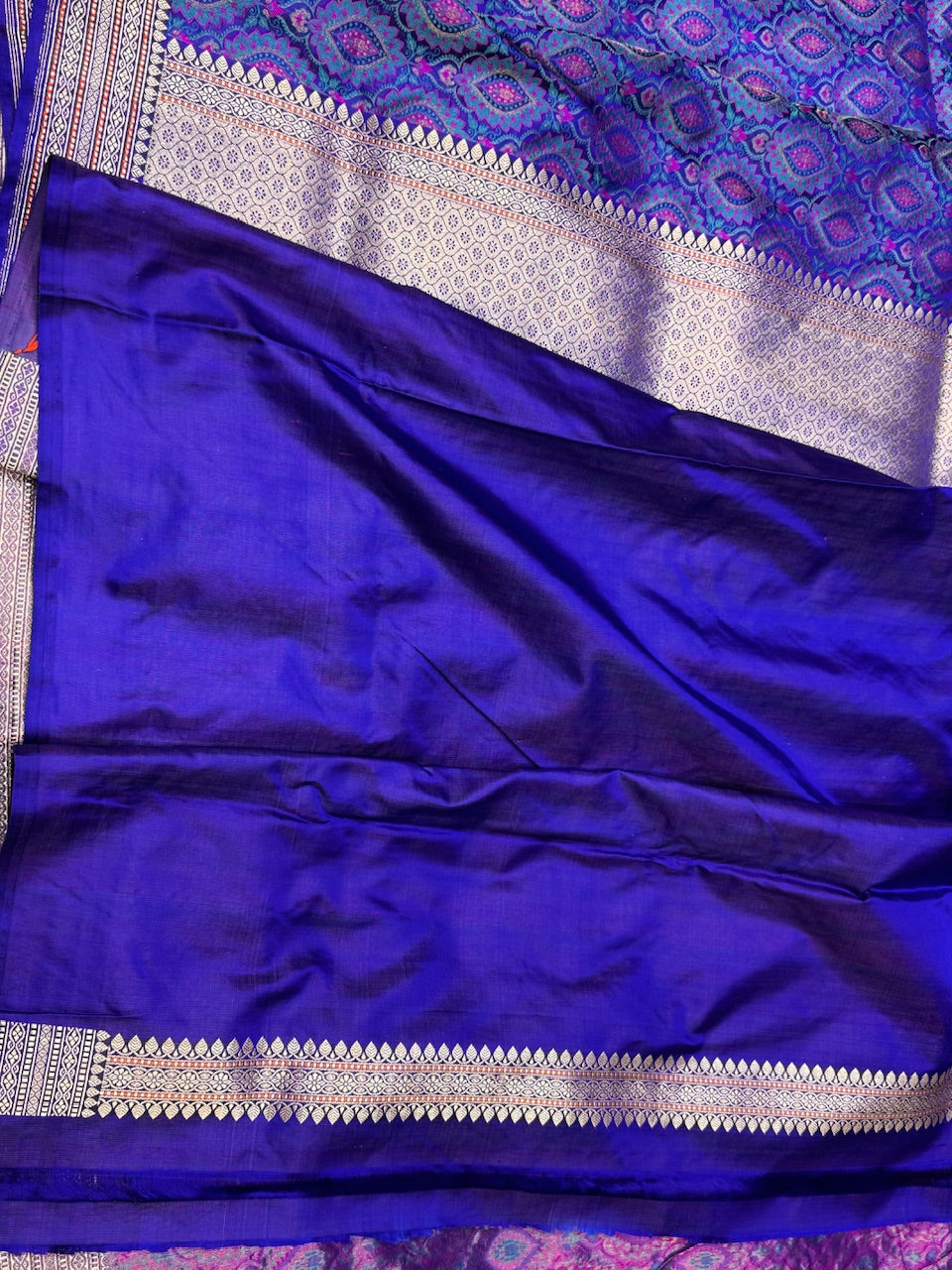 Royal Blue Handwoven Satin Silk Saree