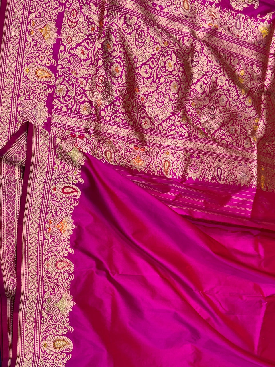 Rani Pink Handwoven Banarasi Silk Saree