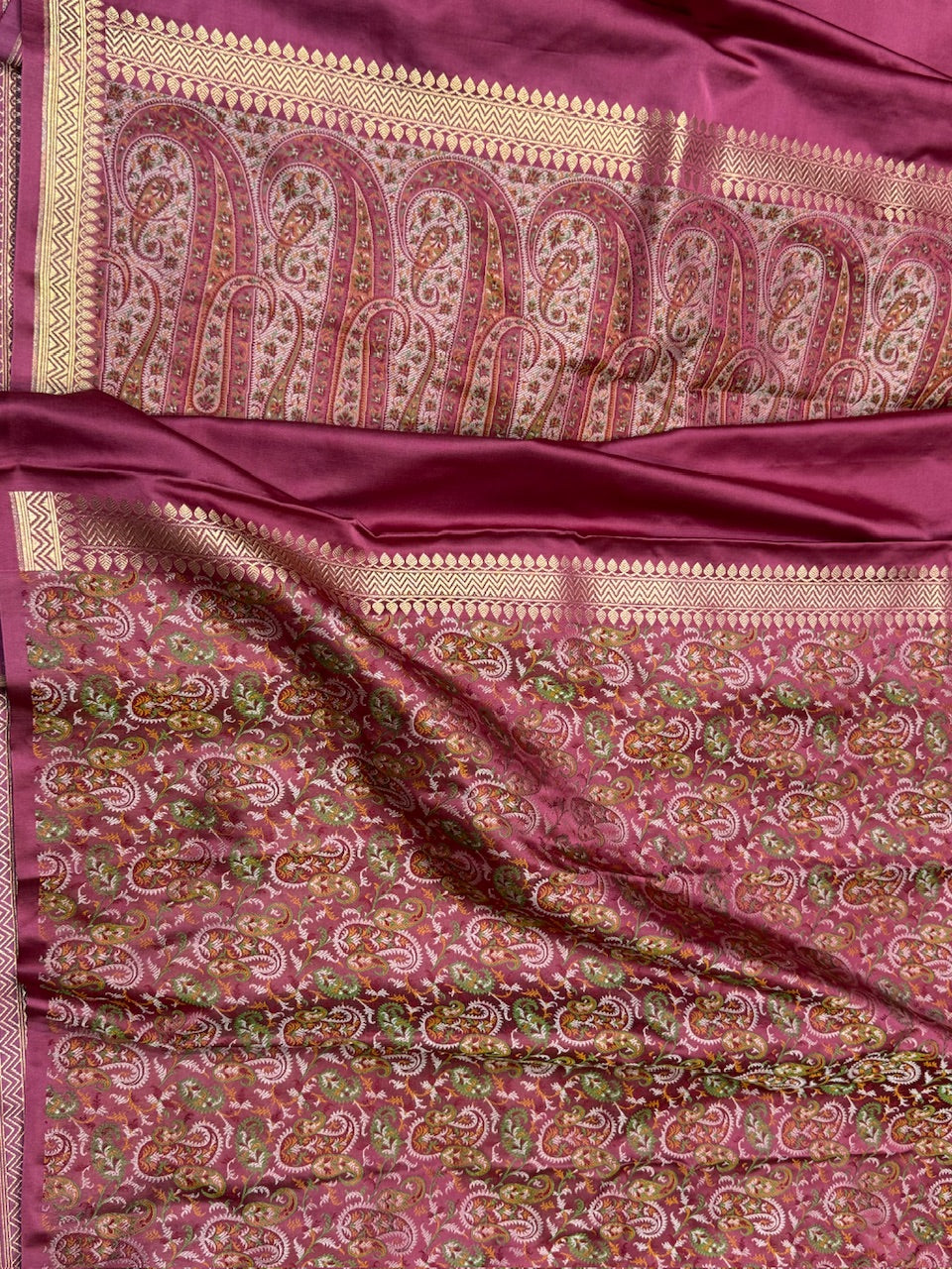 Gajiri Pink Handwoven Satin Silk Saree