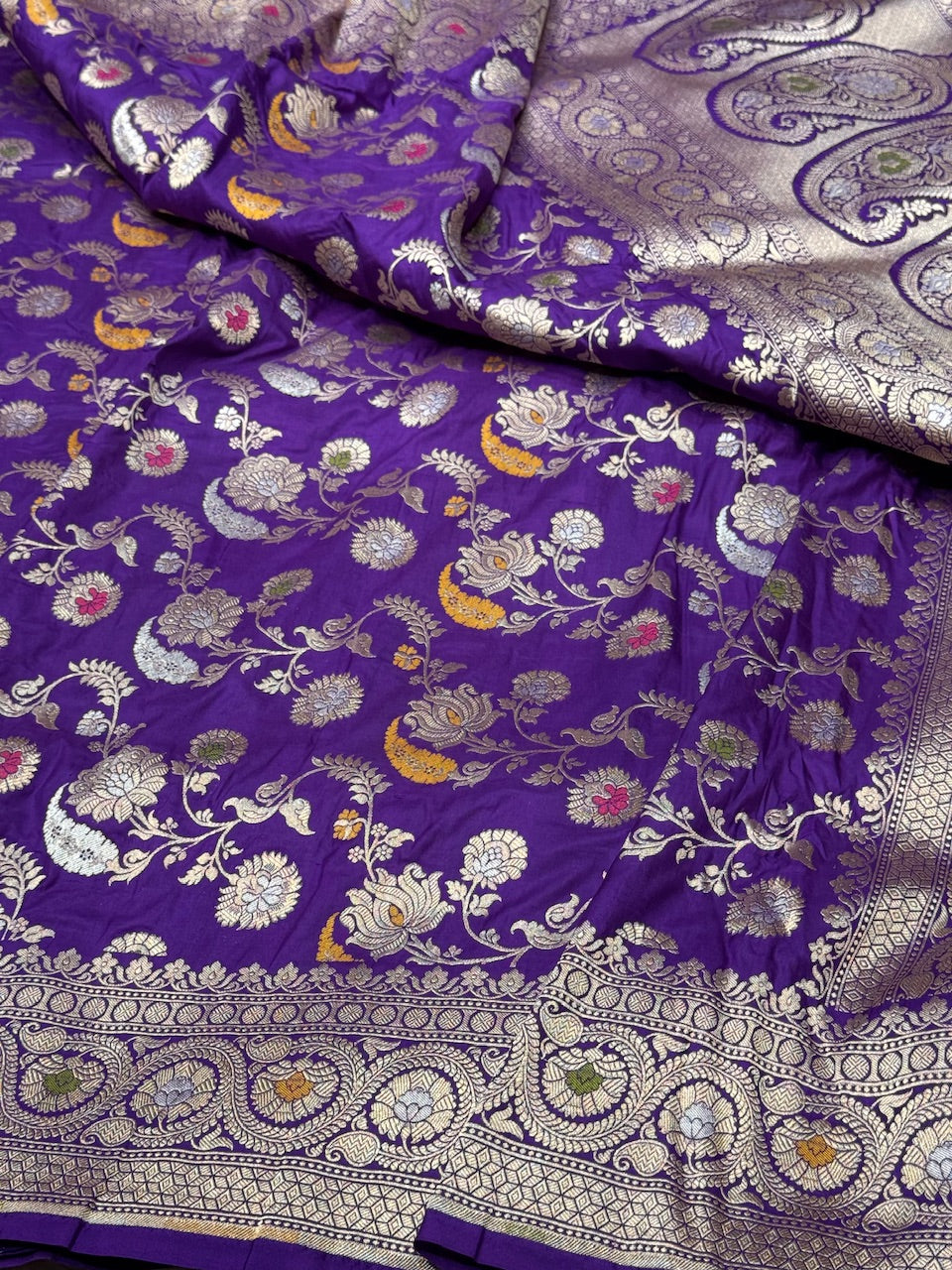 Purple Minakari Pure Silk Saree