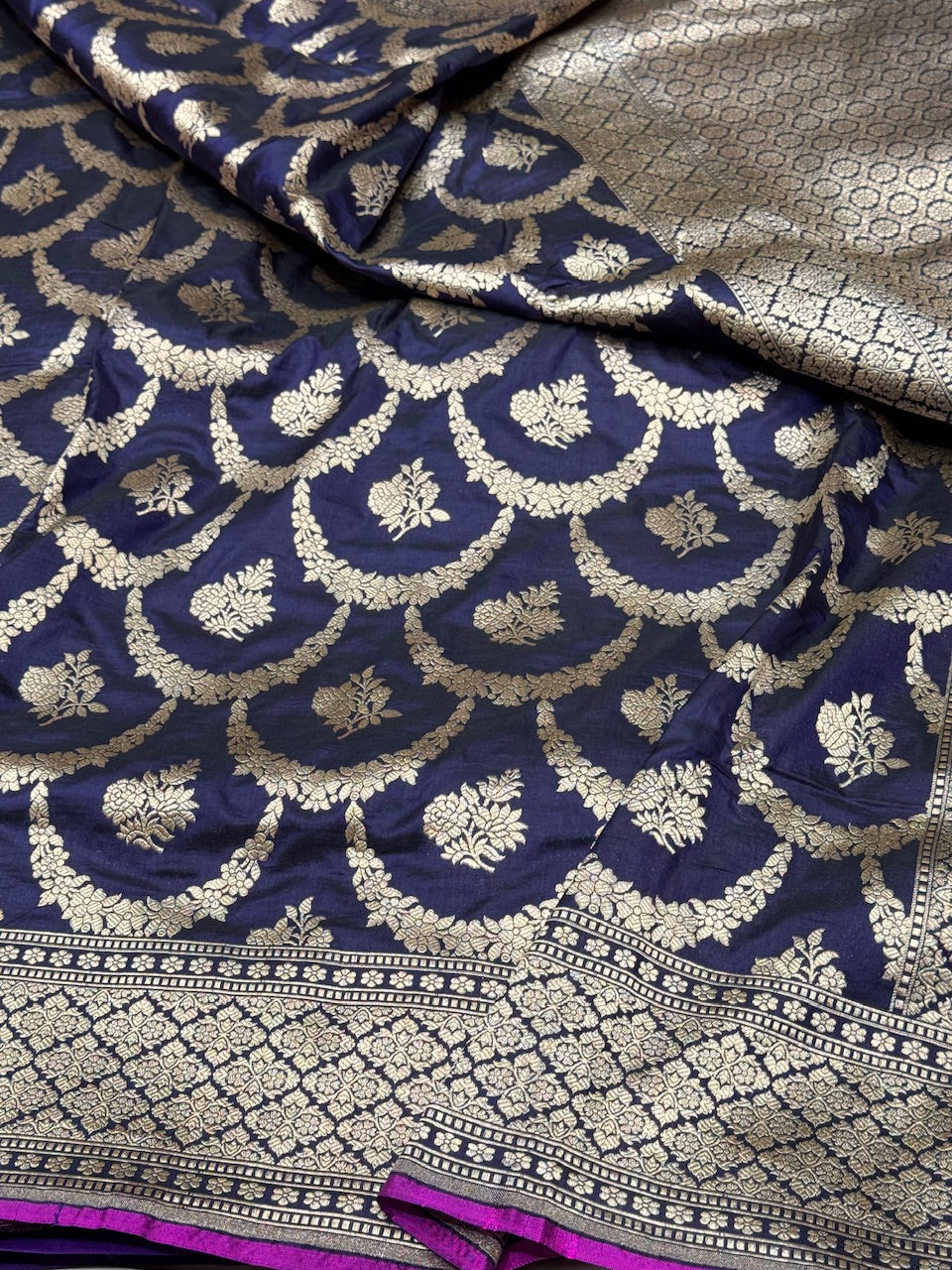 Navy Blue  Pure Silk Saree