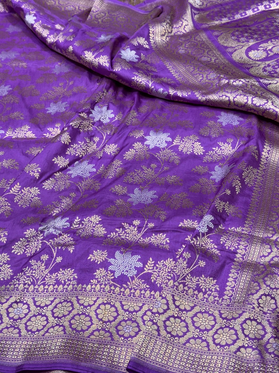 Lavender Sona Rupa Pure Silk Saree